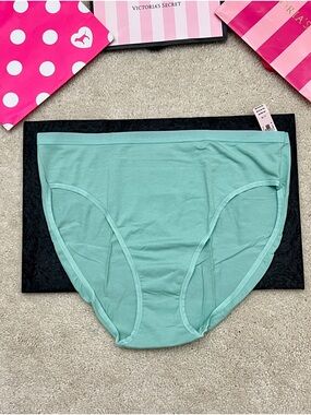 NWT Victoria’s Secret Green Logo Band Cotton High Leg Bikini Brief Panties Large